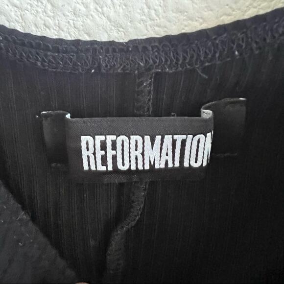 Reformation Black Ribbed Dress Mini Casual Sweetheart Neckline Small - Picture 2 of 9